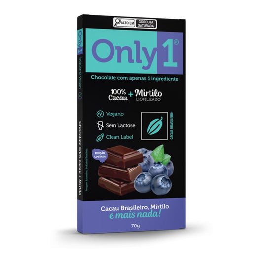 Chocolate 100% Cacau com Mirtilo Liofilizado 70g Only 1