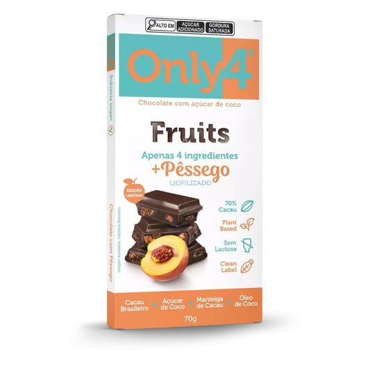 Chocolate 70% Cacau com Pessêgo Liofilizado 70g Only 4