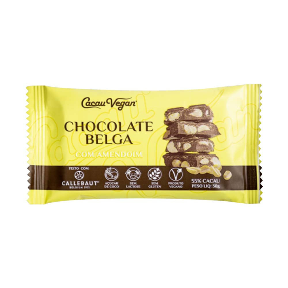 Chocolate Belga com Amendoim 30g Cacau Vegan