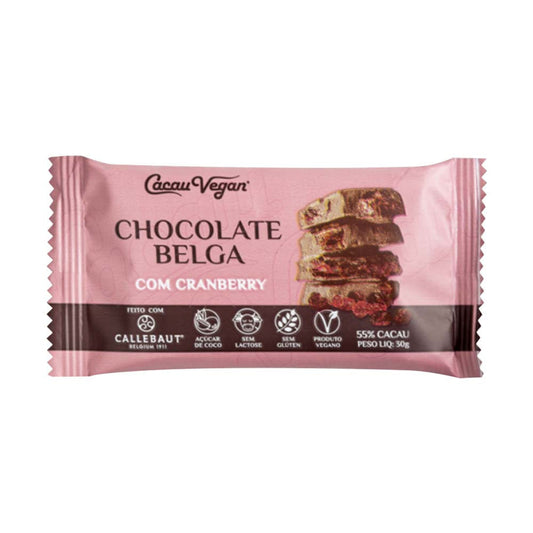 Chocolate Belga com Cranberry 30g Cacau Vegan