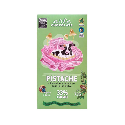 Chocolate Branco Vegano com Pistache 75g Arte Chocolate
