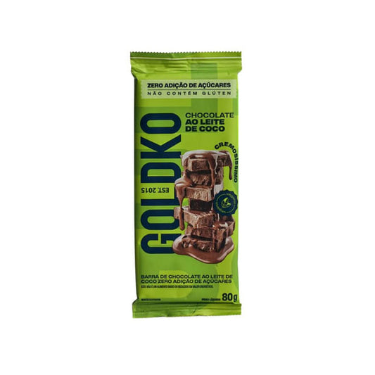 Chocolate Vegano Ao Leite de Coco Zero Açúcar 80g GoldKo