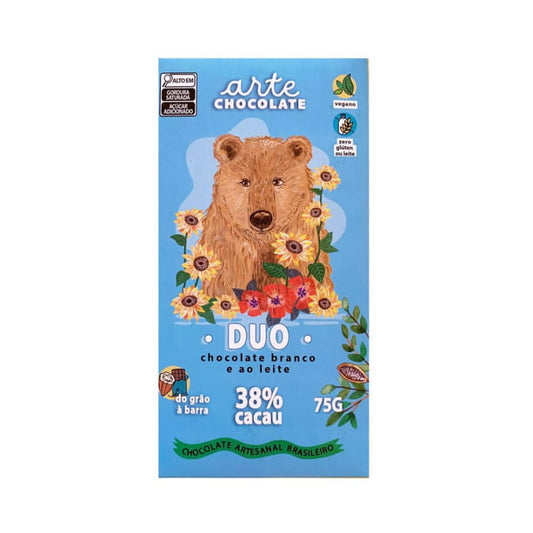 Chocolate Vegano Duo Branco e ao Leite 75g Arte Chocolate