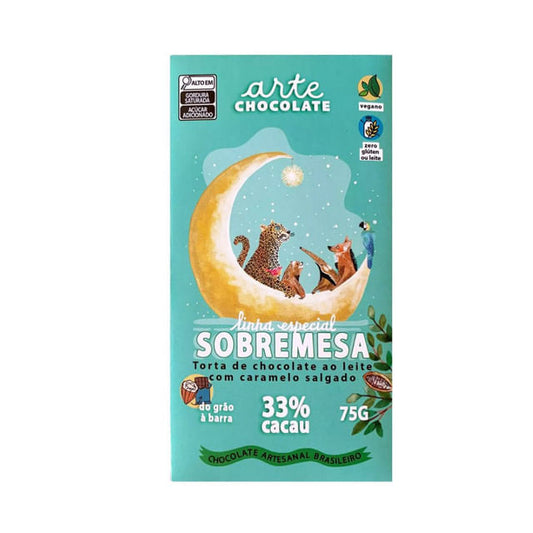 Chocolate Vegano Linha Sobremesa Torta de Chocolate ao Leite com Caramelo Salgado 75g Arte Chocolate