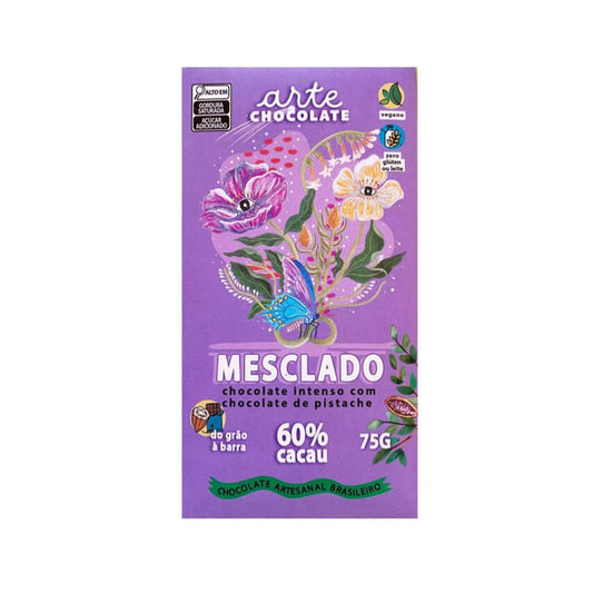 Chocolate Vegano Mesclado com Pistache 75g Arte Chocolate