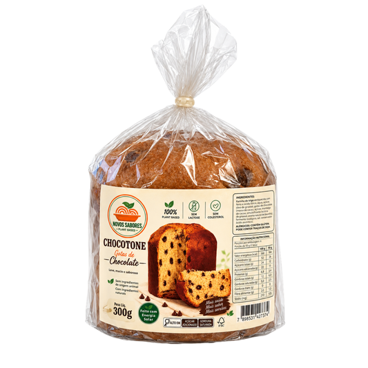 Panetone Vegano com Gotas de Chocolate 300g New Flavor Plant Based