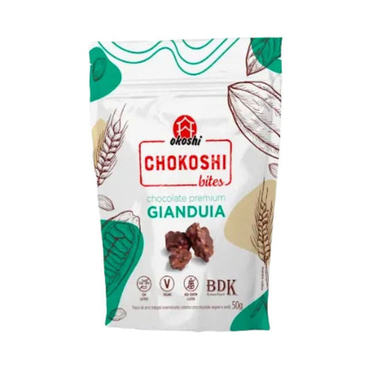 Chokoshi Bites Flocos de Arroz com Chocolate Premium Gianduia 50g Okoshi
