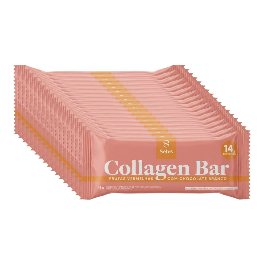 Collagen Bar Frutas Vermelhas com Chocolate Branco 16x45g Selvs
