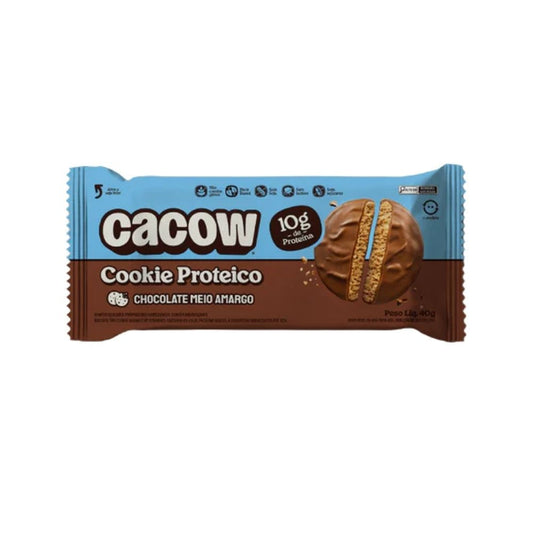 Embalagem-azul-e-marrom-de-Cookie-Proteico-com-10g-de-proteina-imagem-do-cookie-recheado-coberto-com-chocolate-meio-amargo.