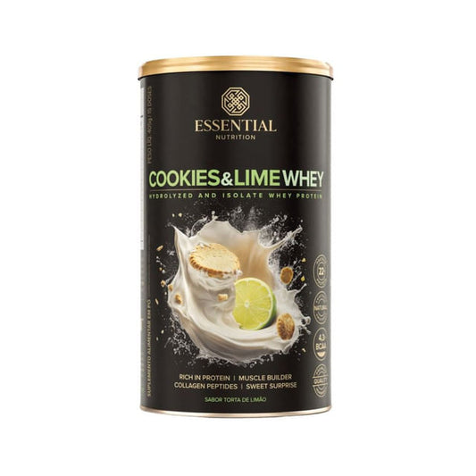 Cookies e Lime Whey Protein Hidrolisado e Isolado 450g Essential Nutrition