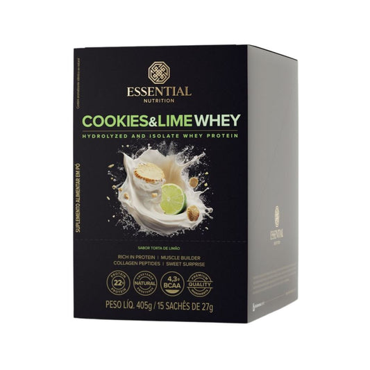 Cookies-e-Lime-Whey-Protein-Hidrolisado-e-Isolado-Caixa-com-15x27g-Essential-Nutrition