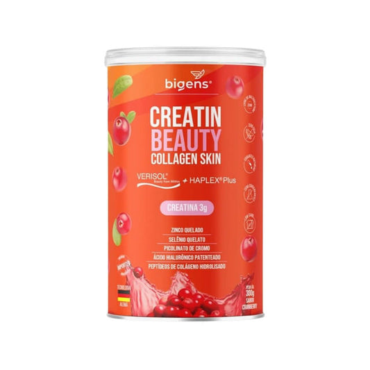 Embalagem-vermelha-do-suplemento-Creatin-Beauty-Collagen-sabor-cranberry-da-Bigens-com-creatina-colageno-e-acido-hialuronico.