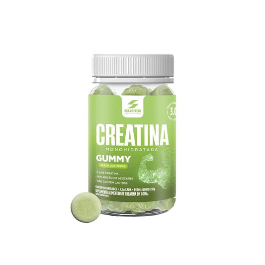 Frasco-de-suplemento-alimentar-Creatina-Gummy-sabor-uva-verde-com-60-gomas