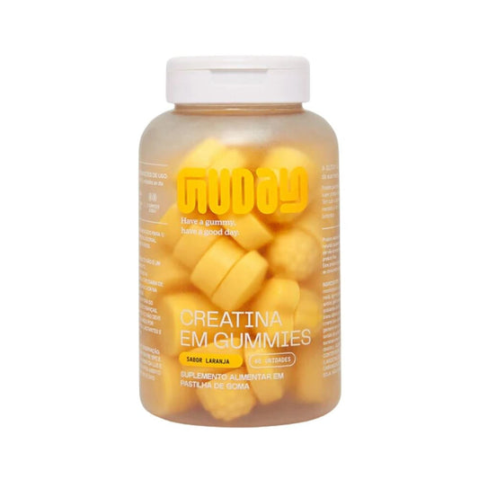 Pote-de-creatina-em-gummies-da-marca-Guday-sabor-laranja-suplemento-alimentar-em-pastilhas-de-goma-para-performance-e-energia