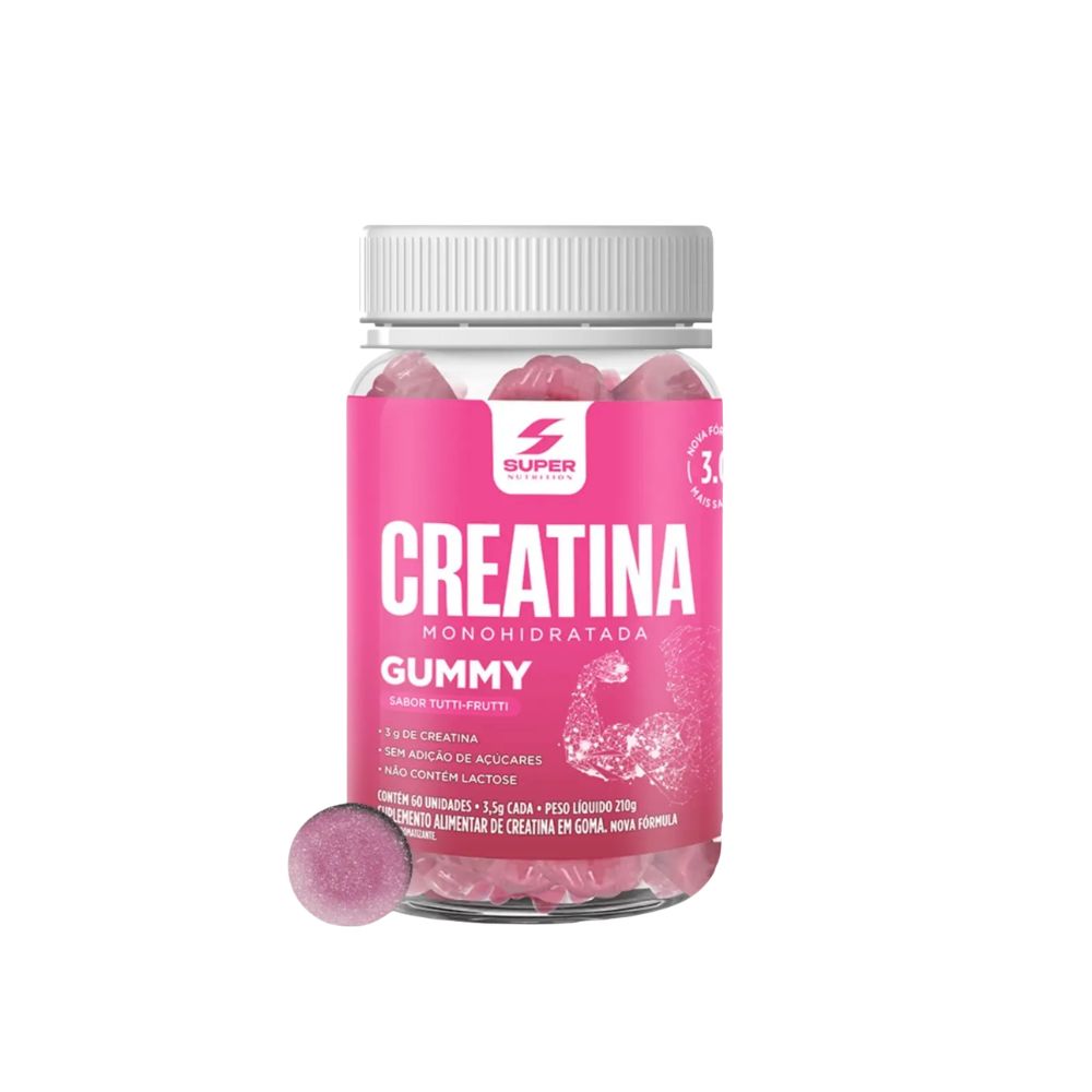 Creatina Monohidratada Gummy Sabor Tutti-Frutti 60 Gomas Super Nutrition