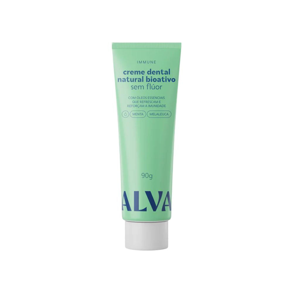 Creme Dental Natural Bioativo Sem Flúor com Óleos Essenciais de Menta e Melaleuca 90g Alva Personal Care