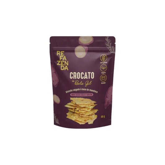 Crocato Biscoito Salgado à Base de Mandioca Sabor Batata Doce e Alecrim 50g Refazenda