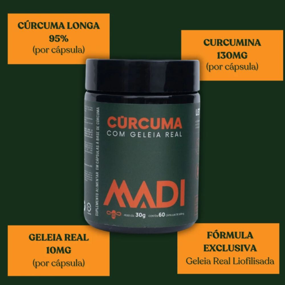 Cúrcuma com Geleia Real 60 Cápsulas MADI