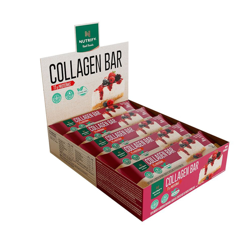 Barra Proteica Collagen Bar Cheesecake Frutas Vermelhas 10x50g Nutrify