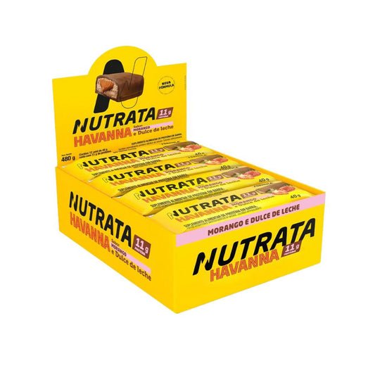 Barra de Proteína Whey Grego Havanna Morango e Dulce de Leche 12x40g Nutrata