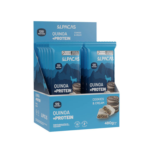 Barra de Proteína Quinoa Protein Cookies e Cream 12x40g Alpacas
