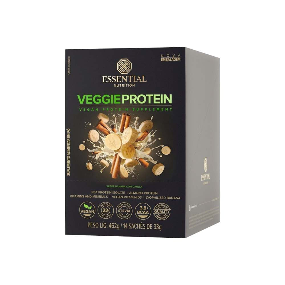 Veggie Protein Banana com Canela Box 14x33g Essential Nutrition