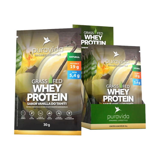 Whey Protein Grassfed Vanilla do Tahiti Box 15x30g Pura Vida