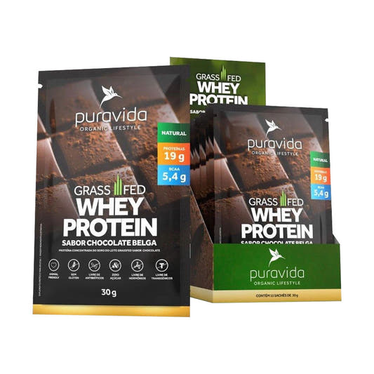 Whey Protein Grassfed Chocolate Belga Box 15x30g Pura Vida