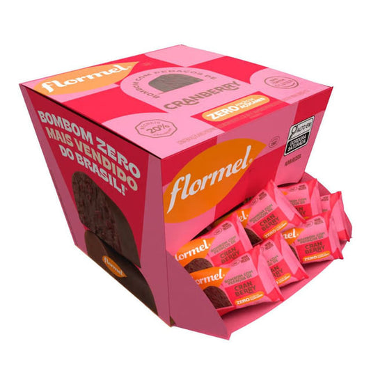 Bombom Zero Açúcar com Pedaços de Cranberry Caixa com 18x12g Flormel