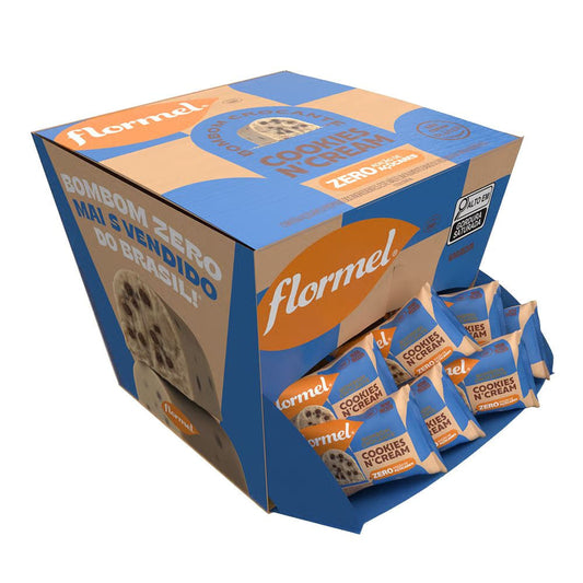 Bombom Zero Açúcar Crocante Cookies Cream Caixa com 18x12g Flormel