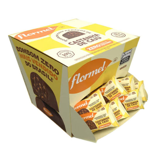 Bombom Zero Açúcar com Pedaços de Castanha do Caju Caixa com 18x12g Flormel