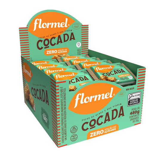 Cocada Zero Açúcar Caixa com 24x20g Flormel