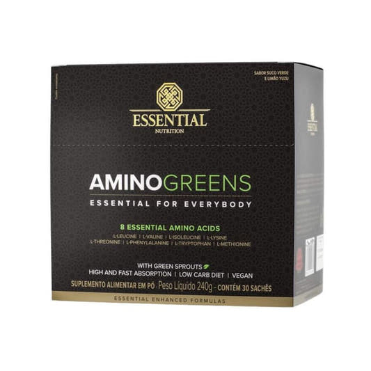 Embalagem-preta-e-dourada-do-Amino-Greens-Essential-Nutrition-com-detalhes-em-verde.-Destaca-aminoacidos-essenciais-e-formula-vegana.