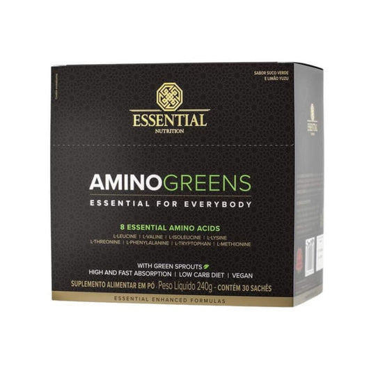 Embalagem-preta-e-dourada-do-Amino-Greens-Essential-Nutrition-com-detalhes-em-verde.-Destaca-aminoacidos-essenciais-e-formula-vegana.