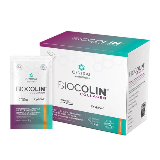 Biocolin Collagen Peptídeos de Colágeno Sabor Tangerina 30x7g Central Nutrition