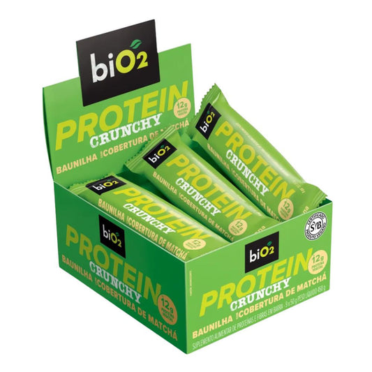 biO2 Protein Crunchy Baunilha com Matchá 9x50g biO2
