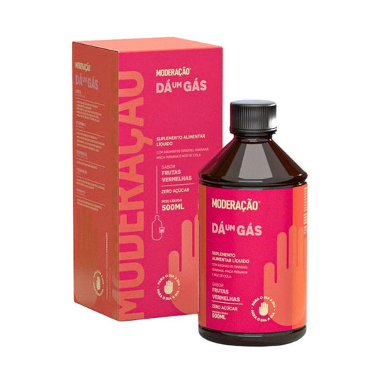 Dá um Gás Shot Energético Líquido Sabor Frutas Vermelhas 500ml Moderação