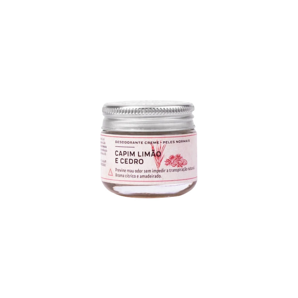 Desodorante Natural Creme Capim Limão e Cedro  Peles Normais 30g Prema