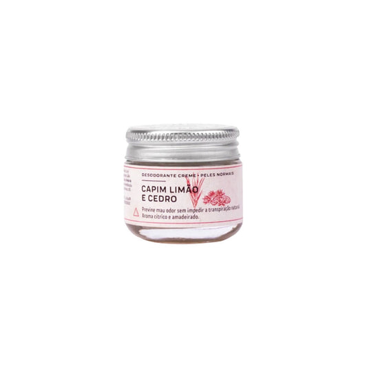 Desodorante Natural Creme Capim Limão e Cedro  Peles Normais 30g Prema