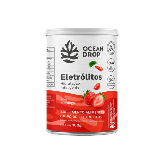 Eletrólitos em Pó Sabor Morango 180g Ocean Drop