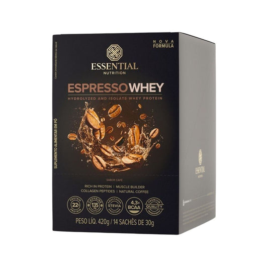 Espresso-Whey-Protein-Hidrolisado-e-Isolado-Caixa-com-14x30g-Essential-Nutrition