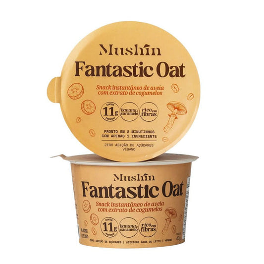 Fantastic Oat Mingau de Aveia com Extrato de Cogumelo Sabor Banana e Caramelo 40g Mushin