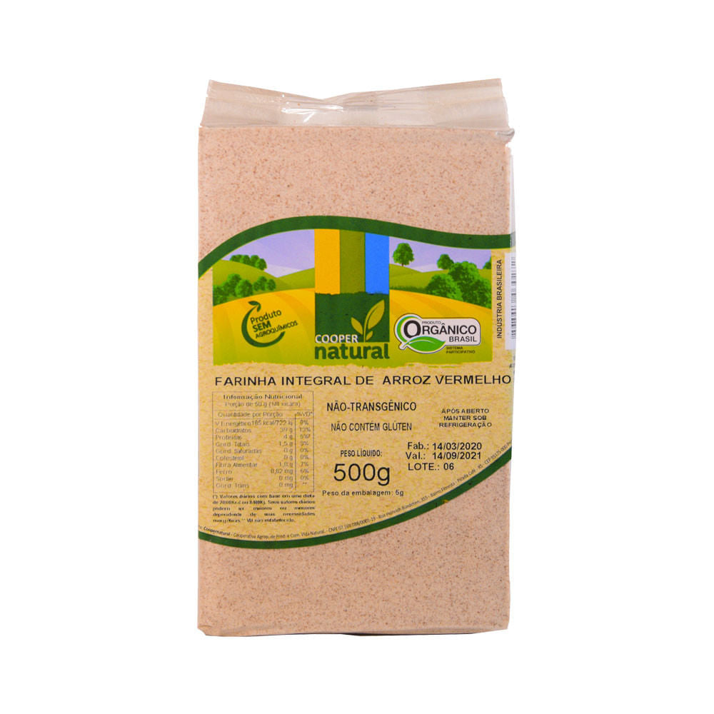 Farinha de Arroz Vermelho Integral Orgânico 500g Coopernatural