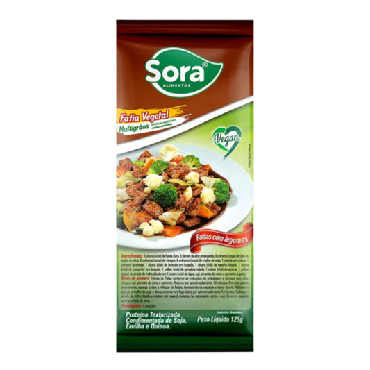 Fatias Vegetais de Soja Texturizada Multigrãos 125g Sora