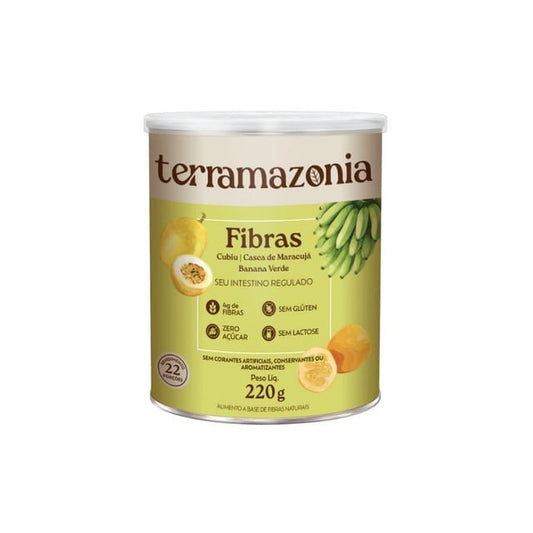 Embalagem-de-suplemento-natural-Terramazonia-com-220g-destacando-fontes-de-Fibras-como-casca-de-maracuja-e-banana-verde-sem-gluten.