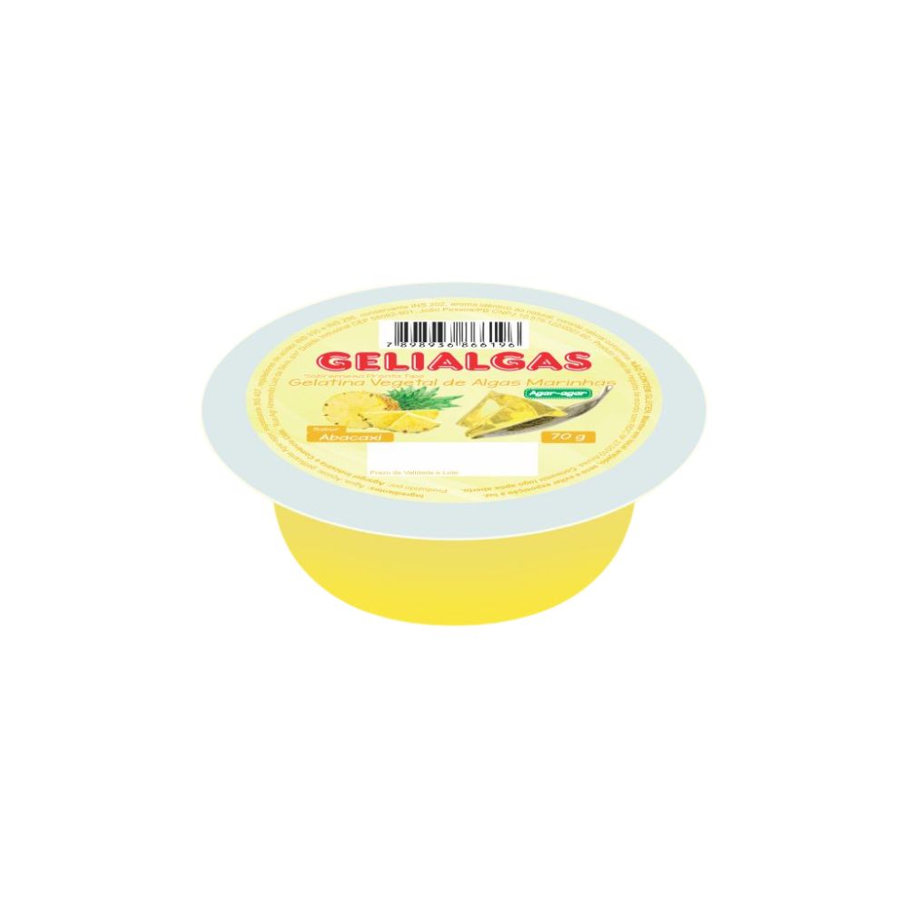 Gelatina Vegetal Agar-Agar Sabor Abacaxi 70g Gelialgas