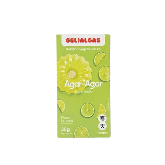 Gelatina Vegetal em Pó Agar-Agar Sabor Limão 36g Gelialgas