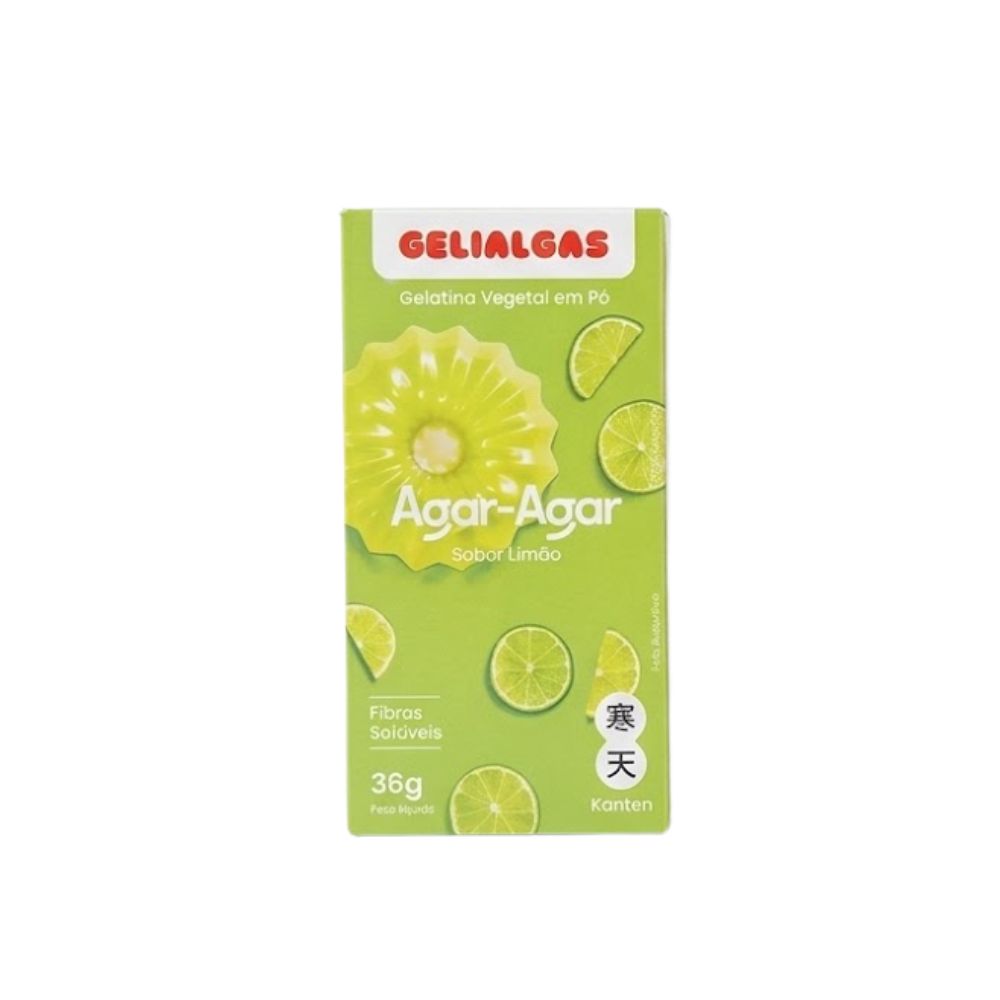 Gelatina Vegetal em Pó Agar-Agar Sabor Limão 36g Gelialgas