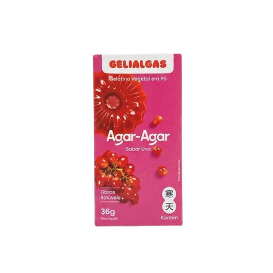 Gelatina Vegetal em Pó Agar-Agar Sabor Uva 36g Gelialgas