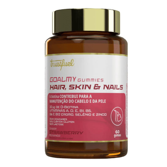 Goalmy Gummies Cabelo Pele e Unhas Sabor Morango 60 Gomas Trustfuel